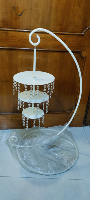 Cake Stand Chandelier with Crystal C Shape – 36" Height, 3 Tier (6", 8", 10")
