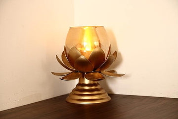 Lotus Flower with Glass on Base