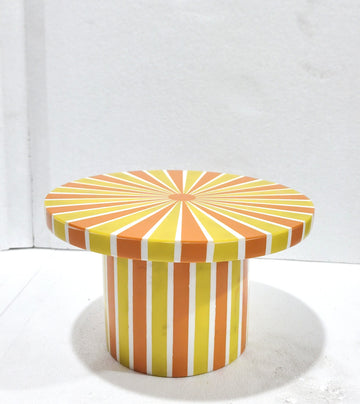 WOODEN CAKE STAND WITH ENAMEL DESIGN 12X7