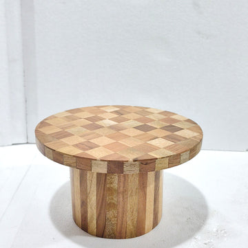 WOODEN CAKE STAND WITH WOOD DESIGN 12X7