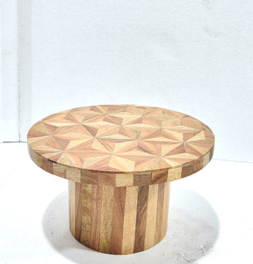 WOODEN CAKE STAND WITH WOOD DESIGN 12X7