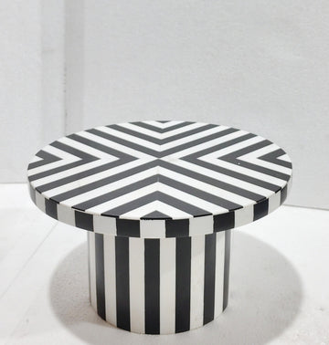 WOODEN CAKE STAND WITH ENAMEL DESIGN 12X7