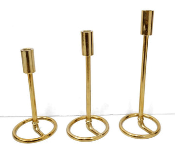 ALUMINIUM CANDLE STAND WITH JALEBI BASE S/3