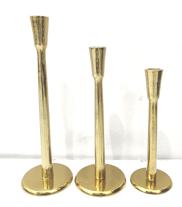 ALUMINIUM CANDLE STAND SELF PEHEL TEXTURE  S/3 10"H, 12"H & 14"H