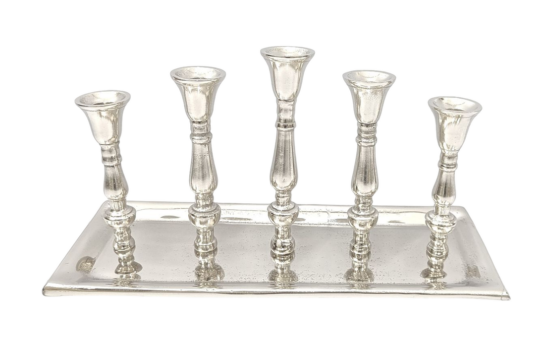 ALUMINIUM 5 LITE CANDLE STAND 16"L X 6"W X 8"H