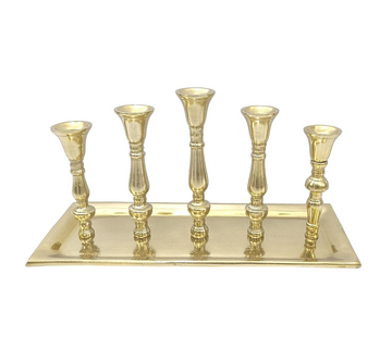 ALUMINIUM 5 LITE CANDLE STAND 16"L X 6"W X 8"H