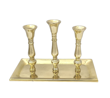 ALUMINIUM 3 LITE CANDLE STAND 12"L X 6"W X 8"H