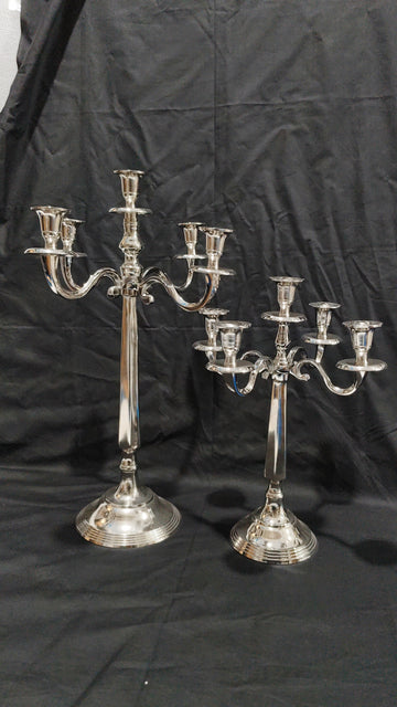 ALUMINIUM CANDLE STAND 5 LITE SILVER