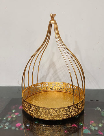 BIRD HAMPER BASKET WITH EITCHING DESIGN ON BASE