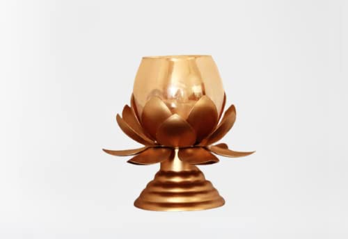 Lotus Flower with Glass on Base