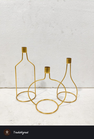 METAL CANDLE STAND S/3 BOTTLE SHAPE -  7"H, 8"H, 10"H