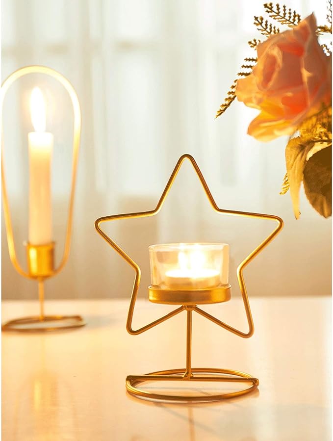 Star T-Light with Glass set of 5pcs