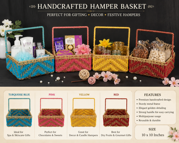 SKD HAMPER HANDWEAVED BASKET 10X10- 4 COLOUR OPTIONS