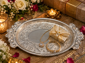 METAL TRAY OVAL USED FOR GIFTING IN OCCASIONS