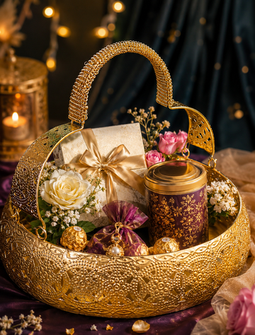 hamper basket with designer border and handle - 10"x10"