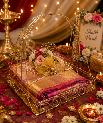 METAL TRAY WITH LONG HANDLE SUITABLE TO PACK SAREES AND SUITS