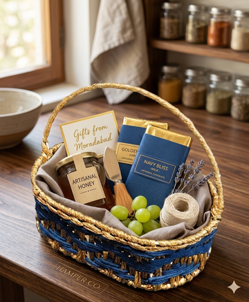 HAMPER BASKET HAND WEAVED IN COTTON + GOLDEN 12"X8"X4"