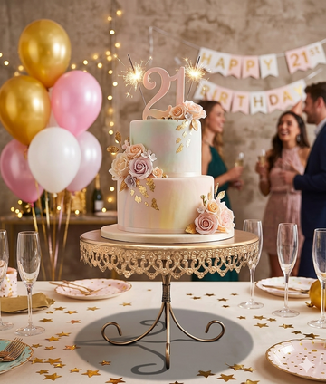 METAL CAKE STAND WITH X-SHAPE BASE - 2 SIZE AVAILABLE 10X10 & 8X8 INCHES