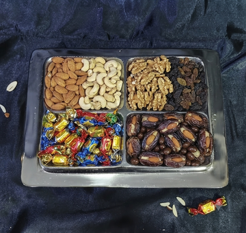 METAL SQUARE SHAPE DRY FRUIT PLATTER