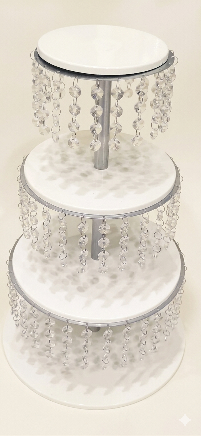 Crystal 4-Tier Cake Stand with Ivory Plates