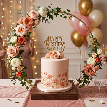 Round Wooden Hoop Stand – 23" Hoop, Rectangular Base 12"x12"