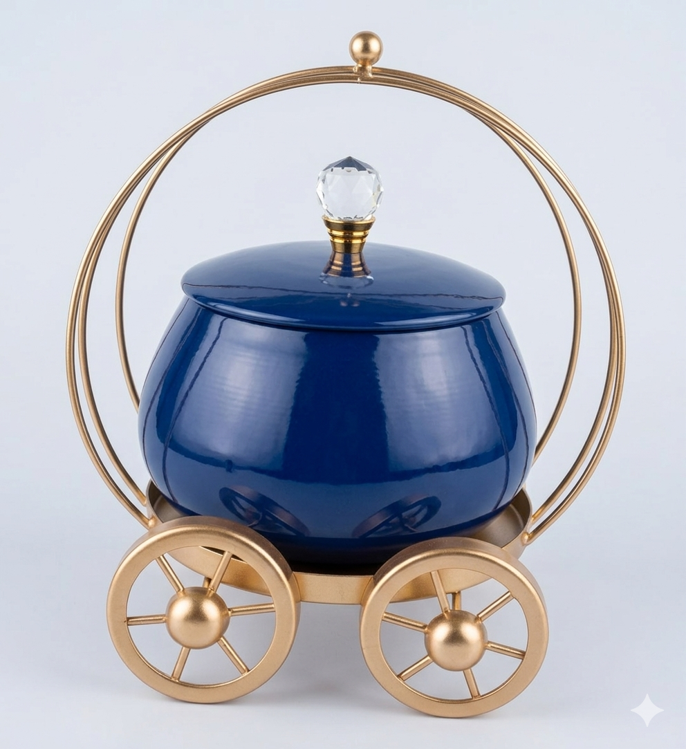 Metal Cart with Jar – 2 SIZES, 8" Jar AND 5" Jar, BIG AND SMALL, 5 COLOURS