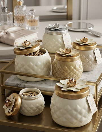 METAL D.M WHITE + GOLD VOTIVE SIZE 4X4
