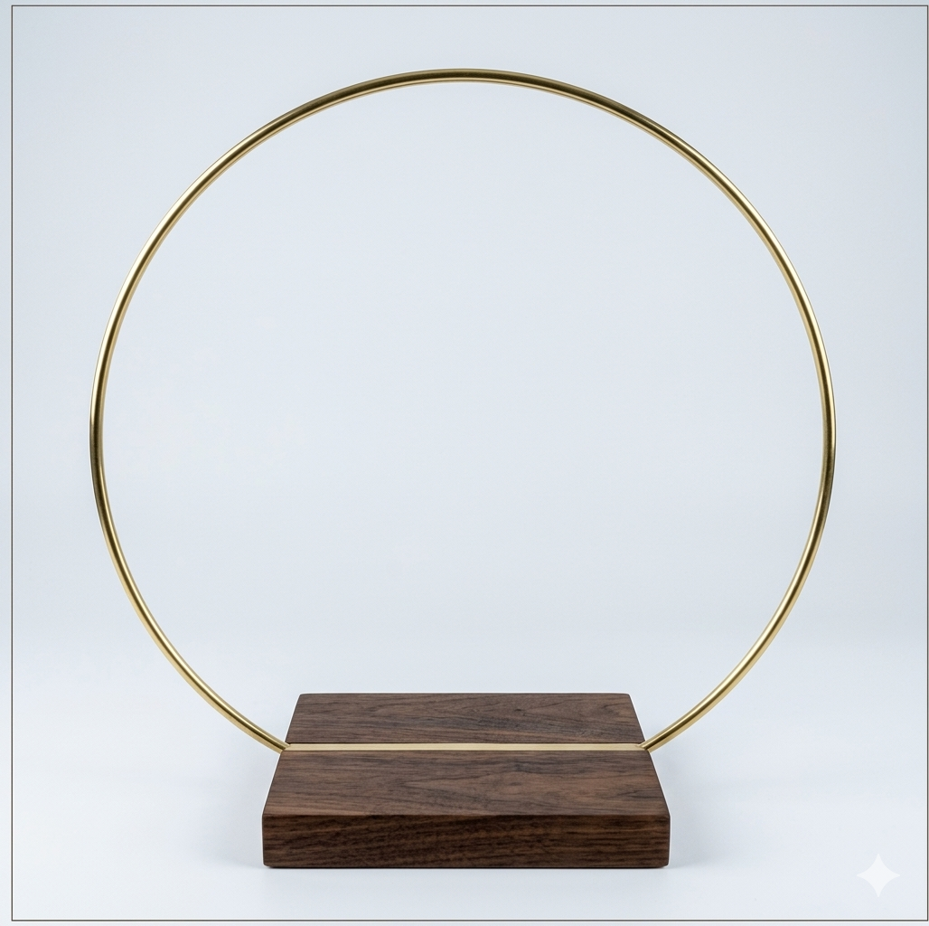 Round Wooden Hoop Stand – 23" Hoop, Rectangular Base 12"x12"
