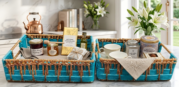 HAMPER BASKET HAND WEAVED IN COTTON + GOLDEN SPARKLE - 2 SIZE OPTIONS