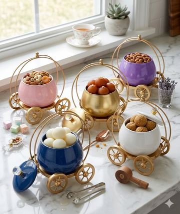 Metal Cart with Jar – 2 SIZES, 8" Jar AND 5" Jar, 2 SIZE OPTIONS AND 5 COLOUR OPTIONS
