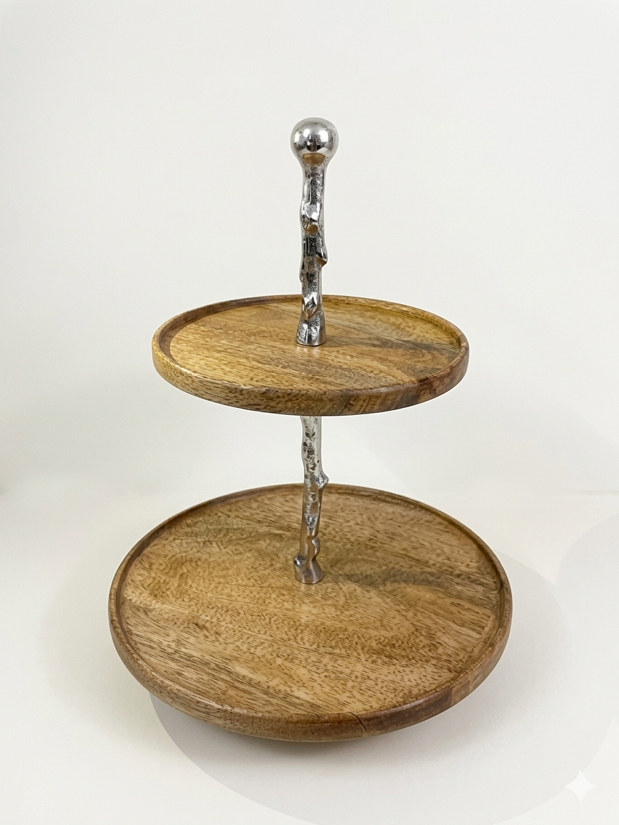 Cake Stand 2 Tire Multiuse Stand - 17"H, Pleate size - 8", 12"