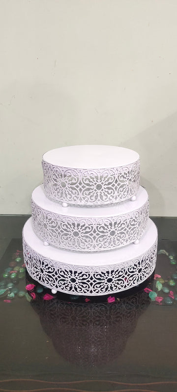 Net Jali Cake Stand Set of 3 – White