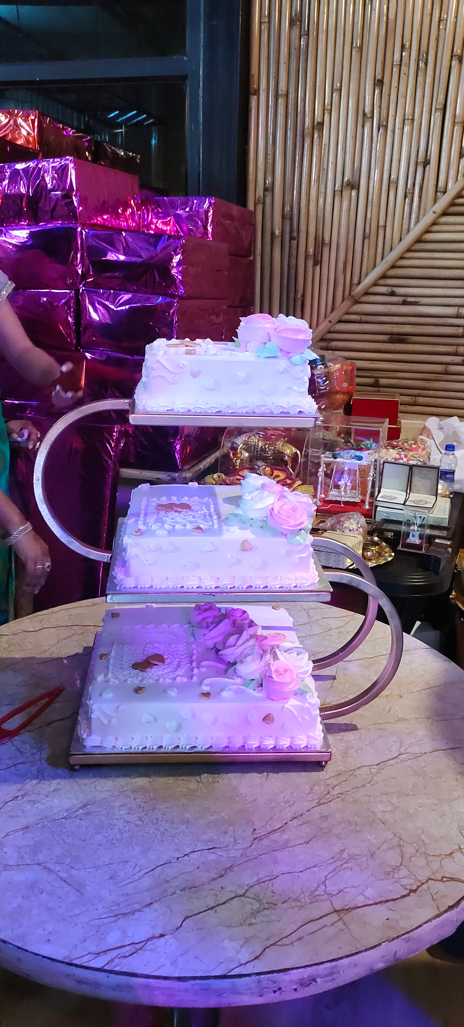 S Shape 3 TIRE Cake Stand , 8X8, 10X10, 12X12
