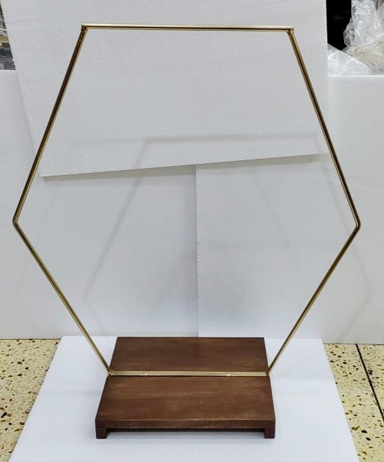 Hexagonal Wooden Hoop Stand – 23" Hoop, Rectangular Base 12"x12"