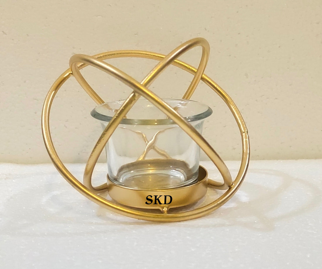 Ring Shape T-light Holder with Glass
