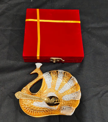 METAL PEACOCK DESIGN BOWL SUITABLE FOR GIFTING