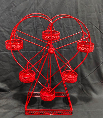 METAL HEART SHAPE 6 GIANT WHEEL CUPCAKE STAND VERY TRENDY RED COLOUR