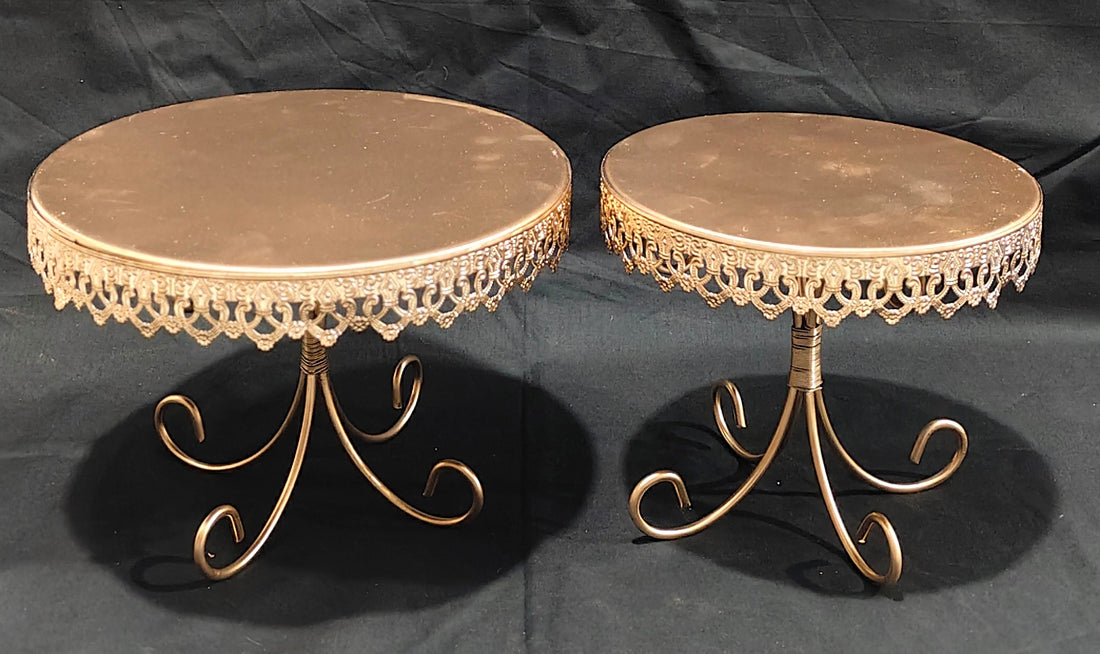 METAL CAKE STAND WITH X-SHAPE BASE - 2 SIZE AVAILABLE 10X10 & 8X8 INCHES