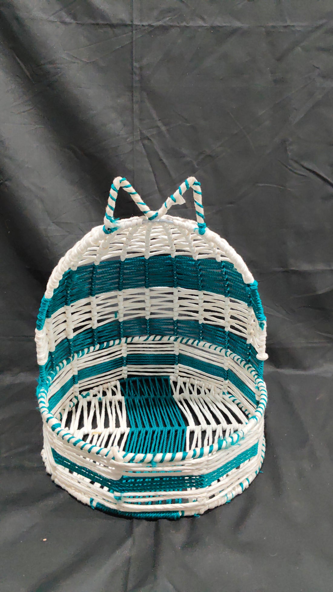 SKD CAGE STYLE BASKET WITH COLOURED MACRAN CAT EARS - 3 COLOUR OPTIONS