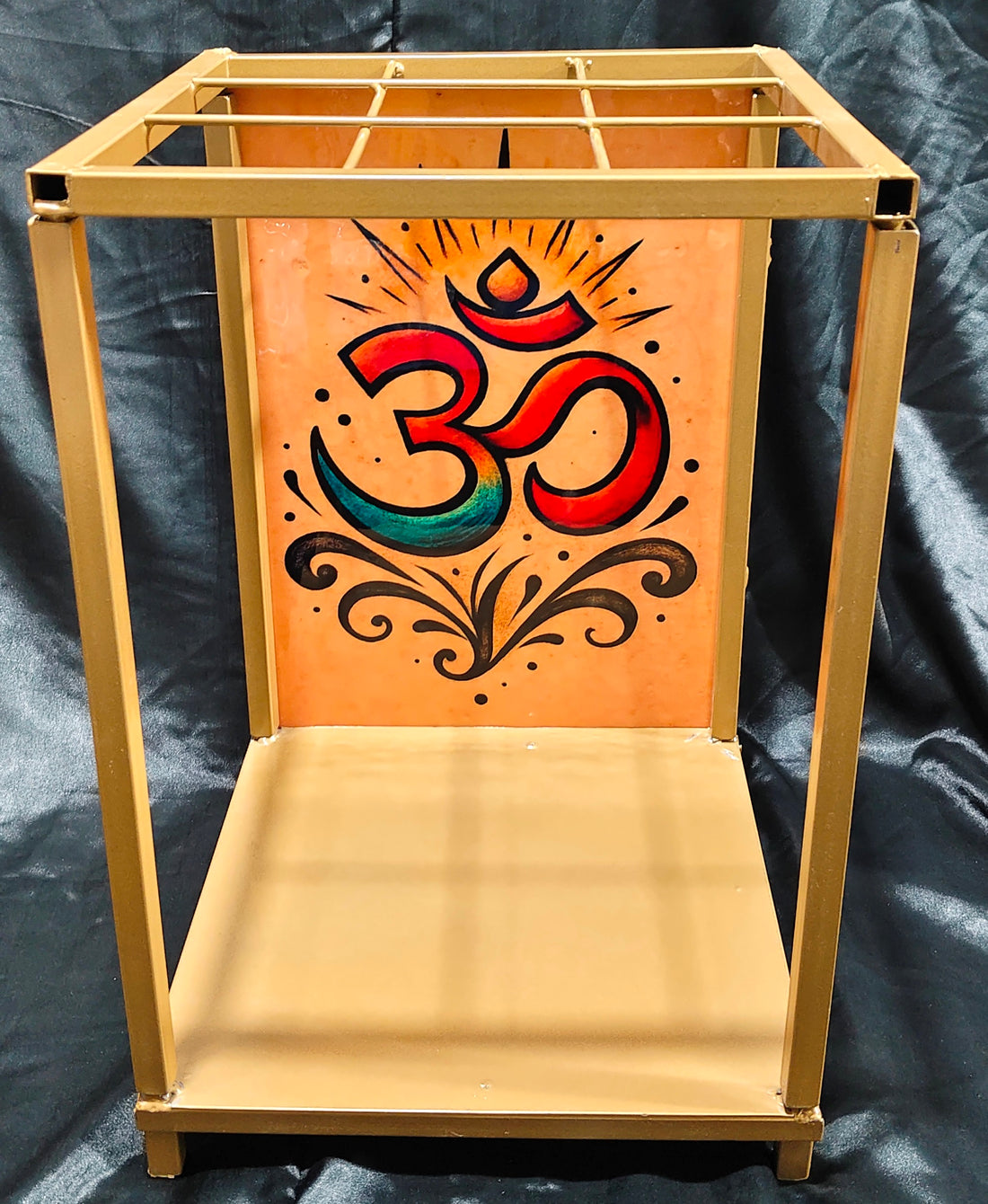 METAL BACKDROP WITH OM BACKGROUND IDEAL FOR GANESH CHATURTHI - 12"X12"X18"
