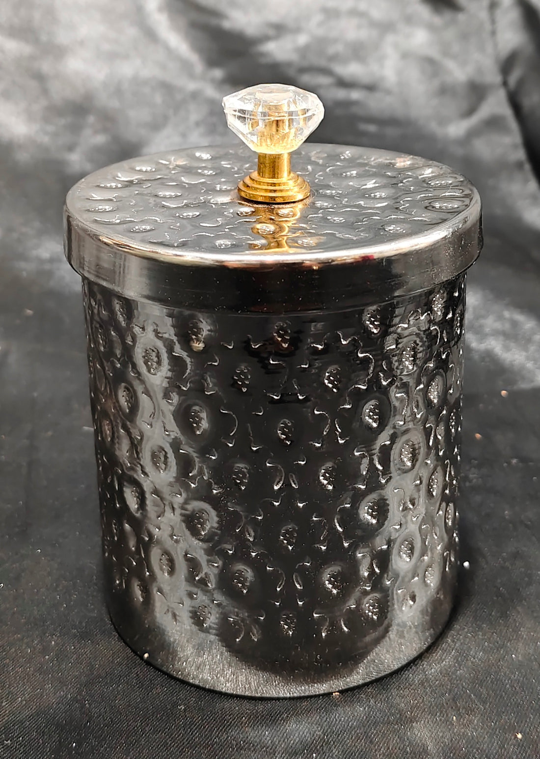 METAL JAR/VOTIVE USED AS A CONTAINER - 3"X3"X4"