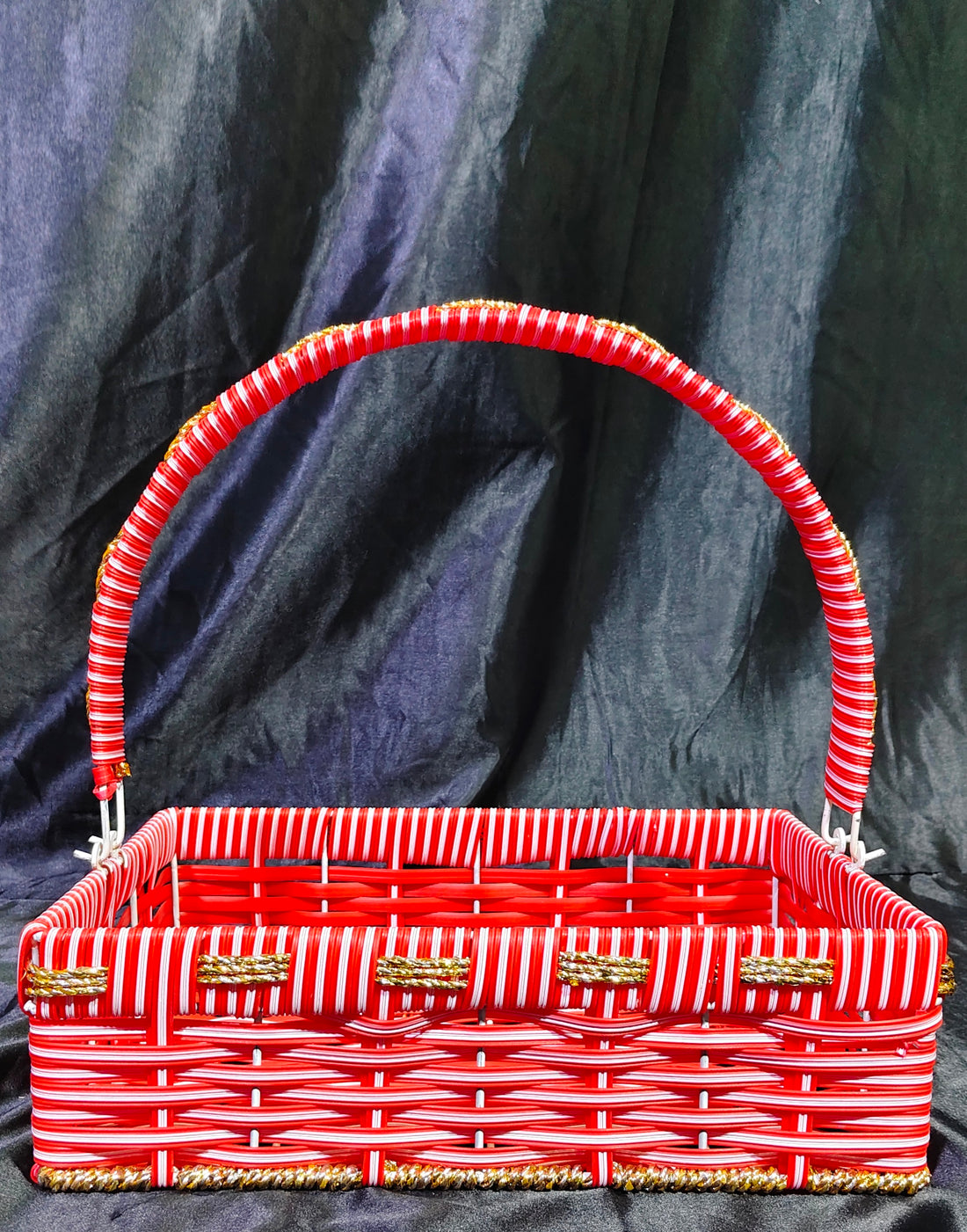 HANDWEVED PLASTIC BASKET USED FOR GIFTING - 14"X10"X4.5"