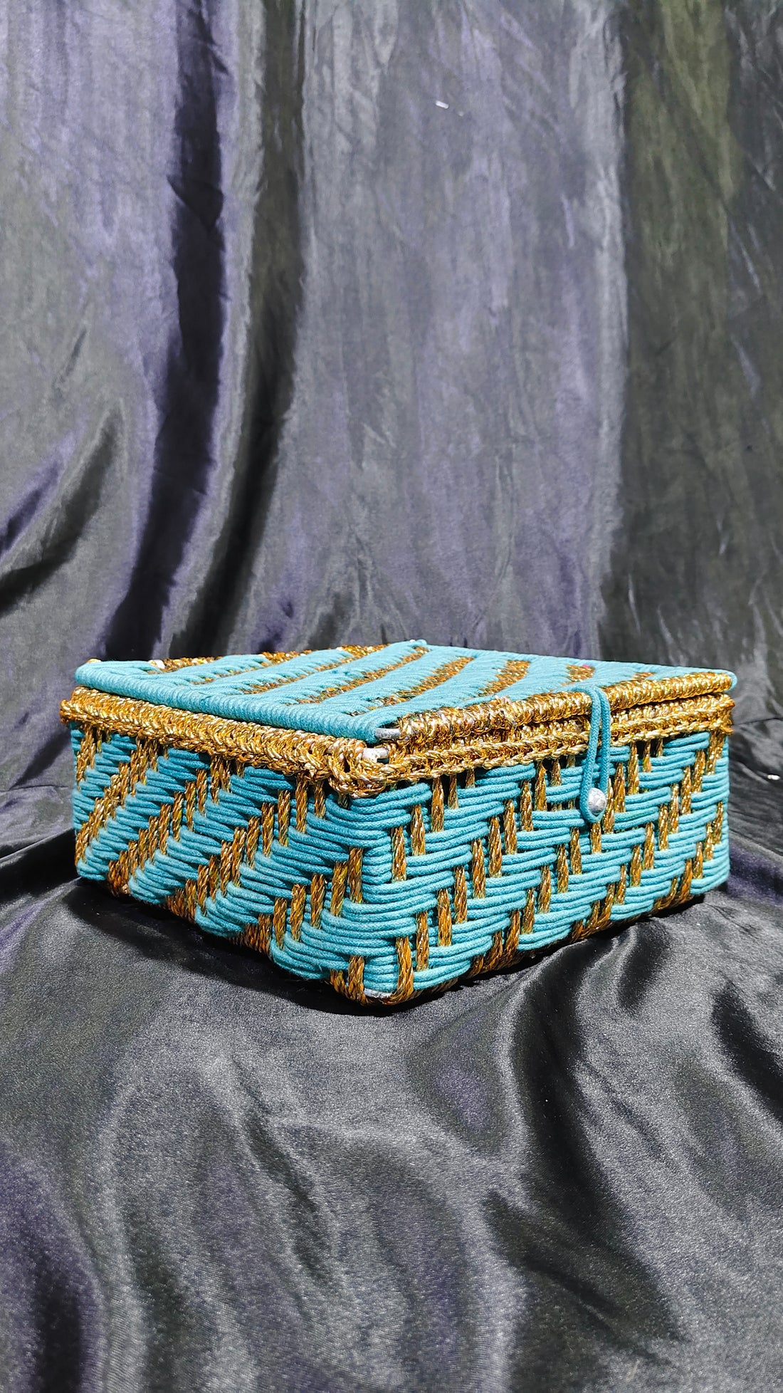 Metal Hand Woven Cotton / Chamkily Turquoise Box Size 10x10x4