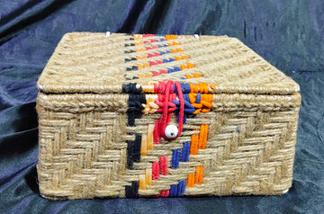 Metal Hand Woven Square Jute Brown Box Size 10x10x4