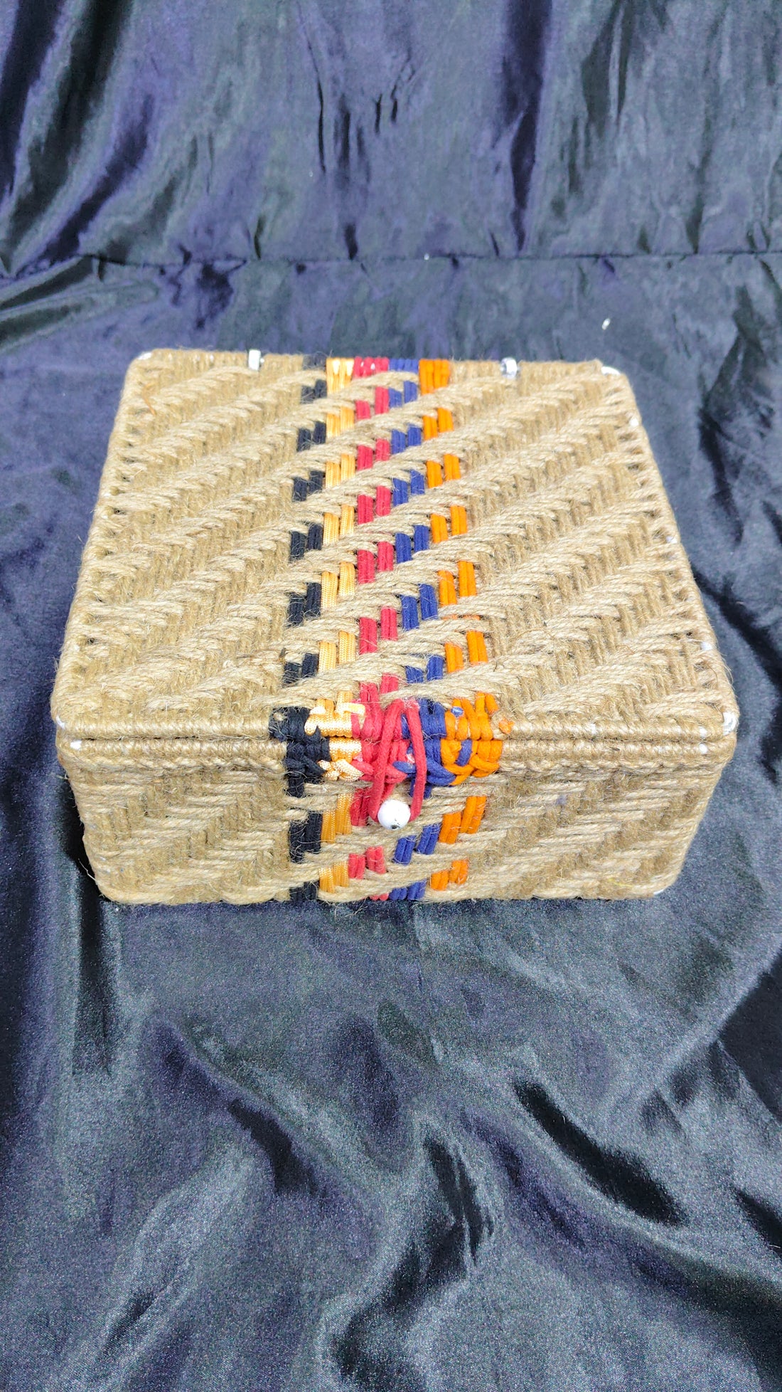 Metal Hand Woven Square Jute Brown Box Size 10x10x4