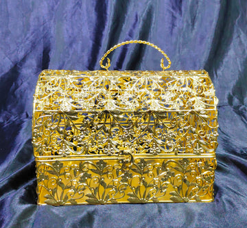 Metal Gold Keepsake welded Trunk Box Size 12x8x8