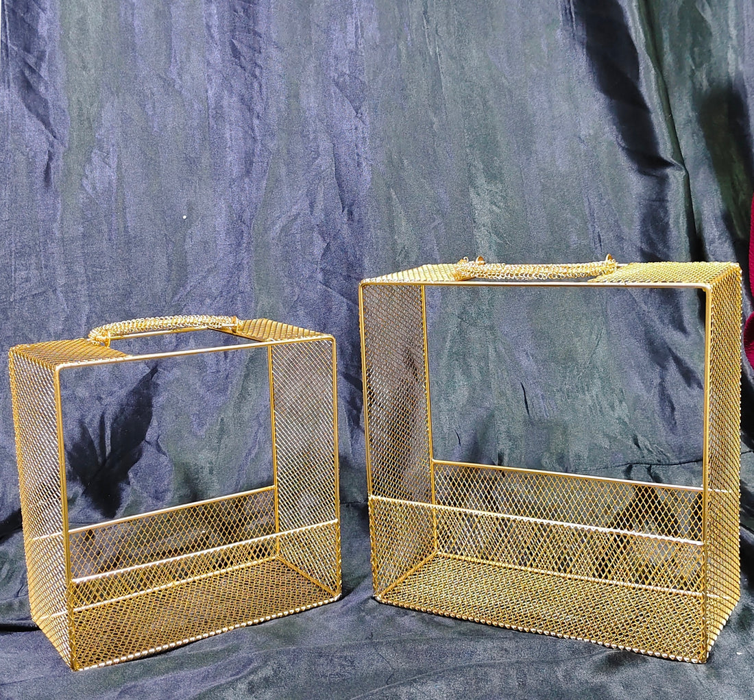 METAL HAMPER BAGS SQUARE WITH HANDL 2 SIZE OPTIONS