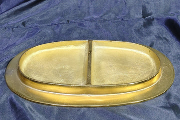 METAL PREMIUM DRYFRUIT PLATTAR WITH 2 SECTIONS 13"X7" - GOLD PLATED