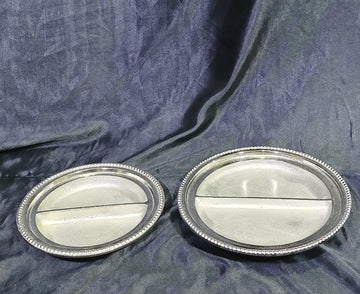 METAL PREMIUM DRYFRUIT TRAY SILVER WITH 2 SECTIONS ---- 2 SIZE OPTIONS