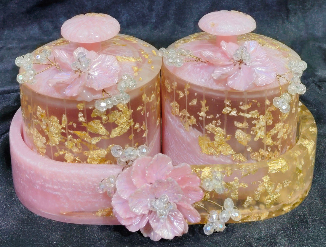 SKD LUXURY RASIN TREY WITH 2JAR--8 1/2X5X1X1/2 TREY SIZE 3 1/2X4 JAR